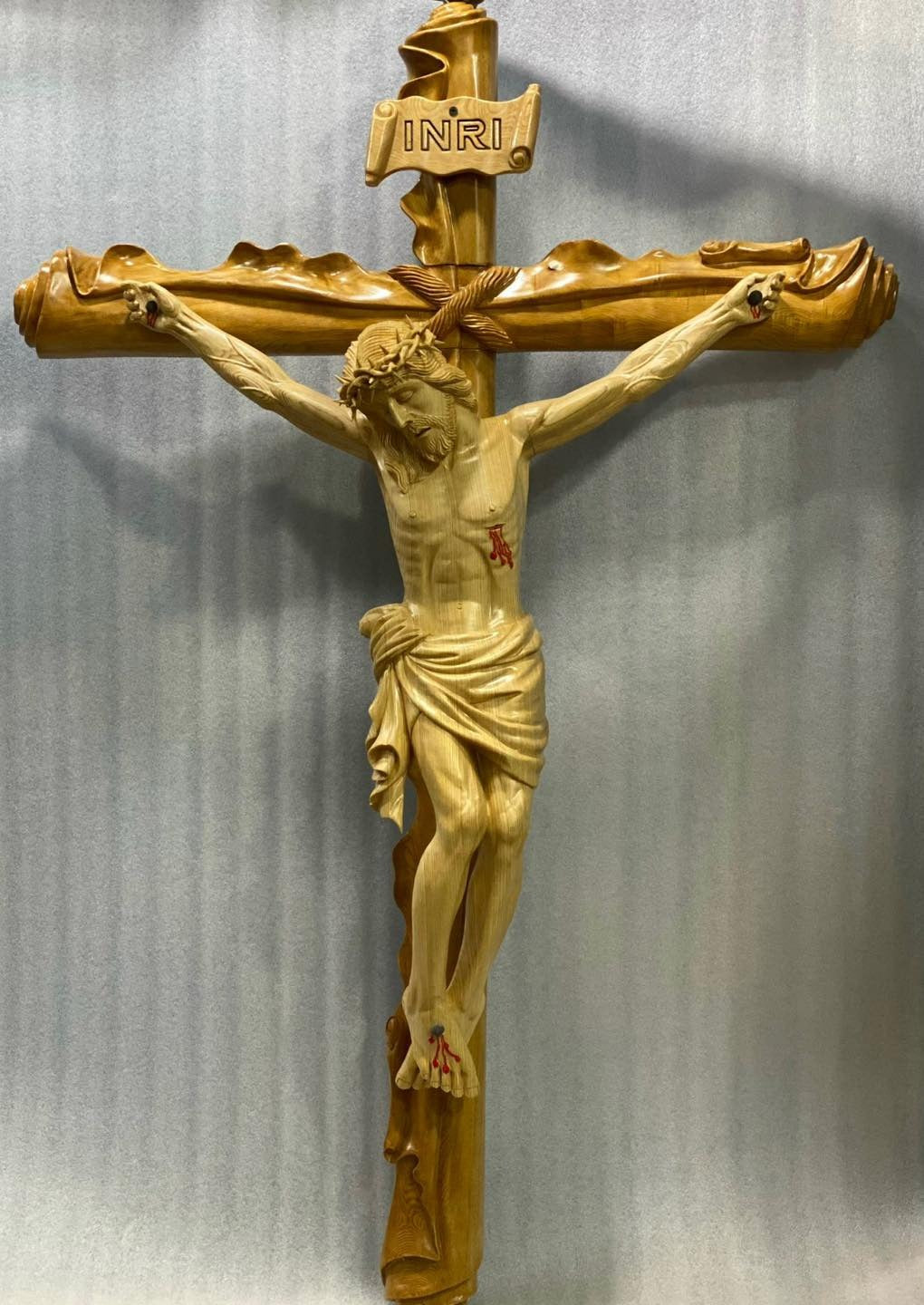 Wooden Crucifix Statue, Jesus on the Cross Wood Carving, Catholic Wall Cross, Handmade Christian Religious Decor Gift